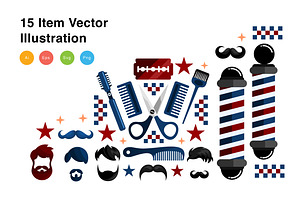 Barber Elements Vector Illustration