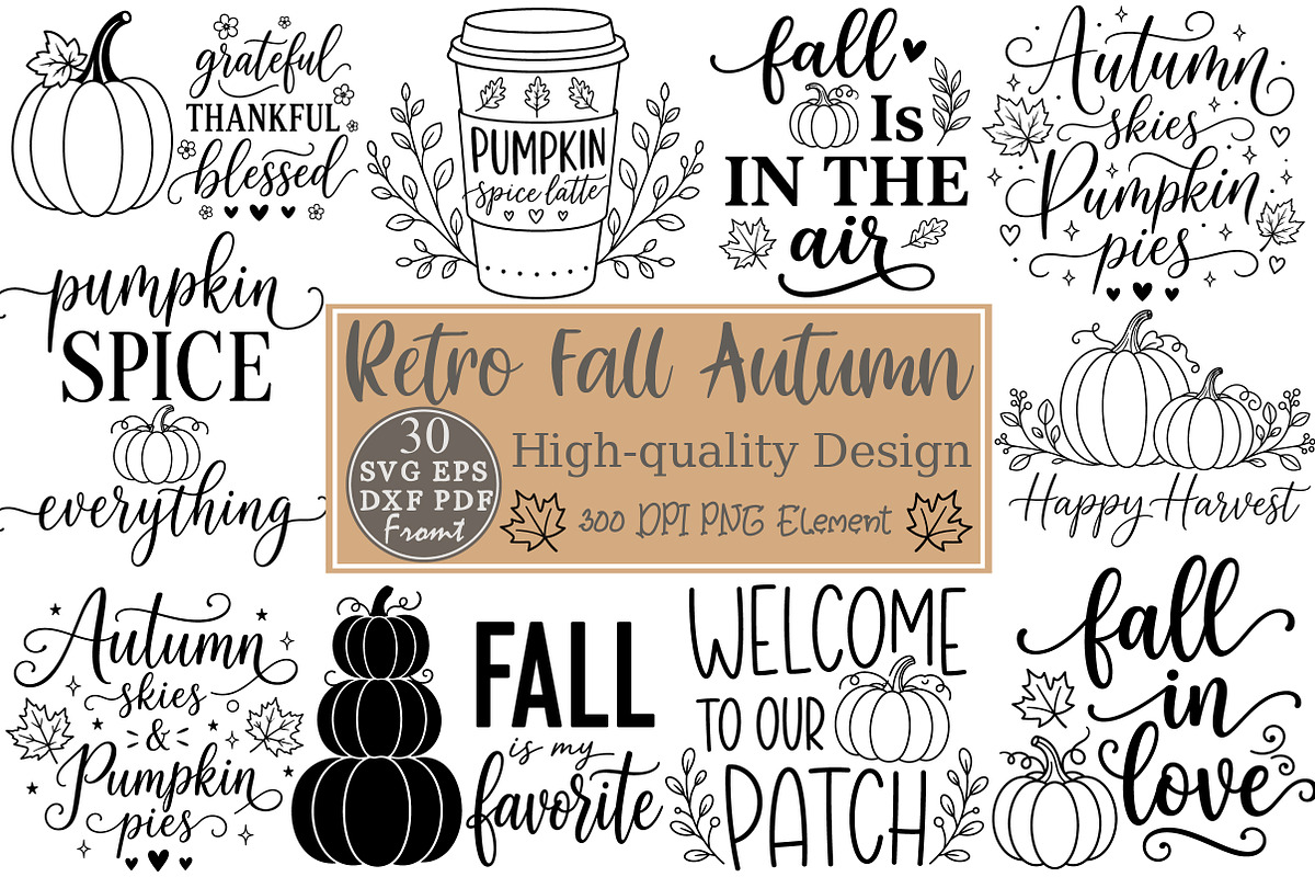 Retro Fall Autumn SVG Bundle, a Seasonal Illustration by Rose Art (Photo 2 of 6)