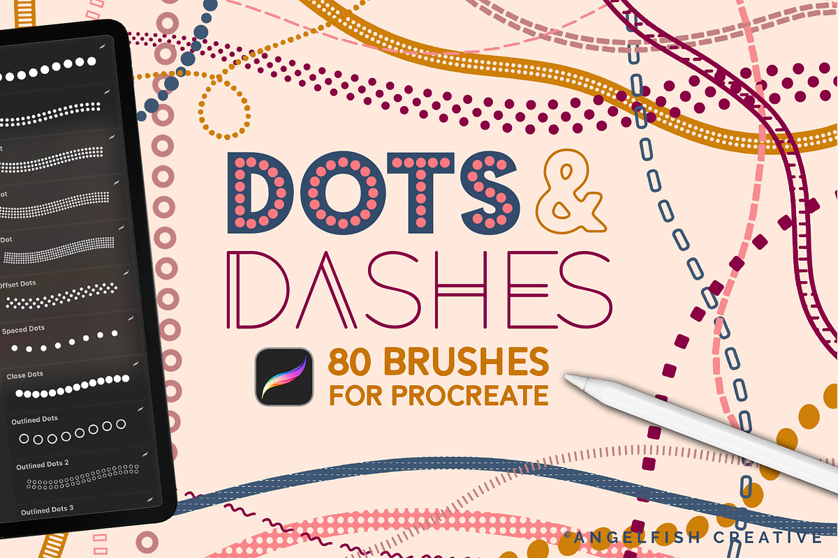 Dots & Dashes Procreate Brush Set, a Brush Add-On by AngelfishCreative (Photo 1 of 6)