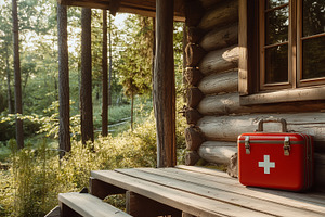 First aid kit on a wooden porch, a Health & Medical Photo by MistyDay