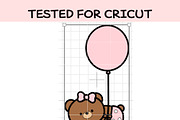Cute Baby Bear with Balloon SVG, an Illustration by TheHitShop (Thumbnail 5 of 7)