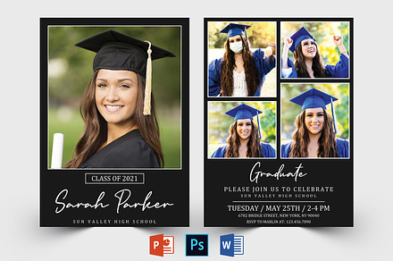 Graduation Announcement Template, a Card Template by Designscozy