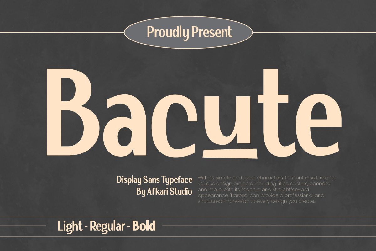 Bacute Display Sans Typeface, a Sans Serif Font by Afkari Studio (Photo 2 of 13)