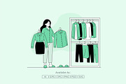 Cute Girl Ready for Work Vector, a Work Illustration by Partikusi Design (Thumbnail 2 of 3)