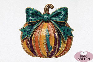 Glitter Fall Pumpkin PNG, an Illustration by Daily.Designs