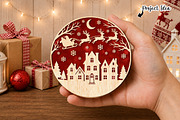 Christmas Village Round Laser Cut, an Object Graphic by OK Design (Thumbnail 3 of 3)