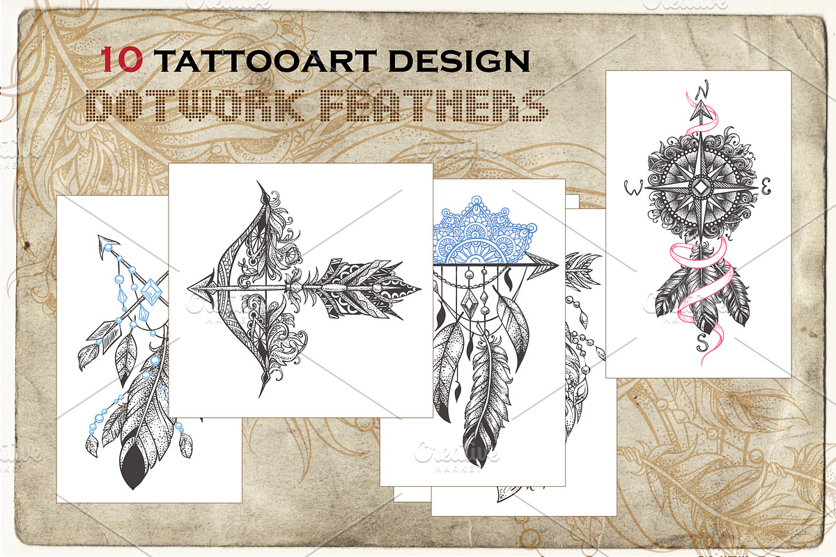 Dotwork feathers. Tattoo collection, an Illustration by Astarta (Photo 2 of 6)