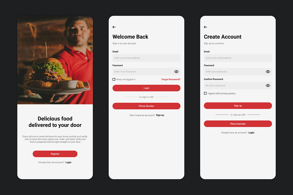 Redfudz - Food Mobile App UI Kit, an UI Kit Template by Kmg Design (Photo 2 of 6)