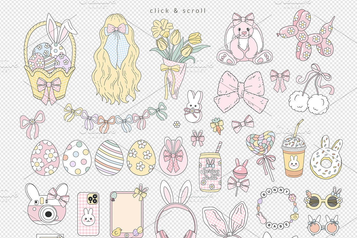 Pastel Preppy Easter Girl Cliparts, a Seasonal Illustration by @olga.angelloz (Photo 2 of 3)