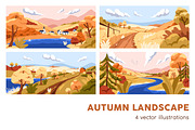 Autumn nature, fall landscapes set, a Seasonal Illustration by Good Studio (Thumbnail 1 of 5)