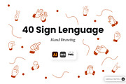 40 Sign Language Hand Drawing, an Object Graphic by SLAB! Design (Thumbnail 1 of 3)