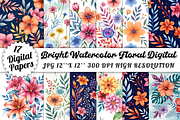 Bright Watercolor Floral Digital, a Pattern Graphic by Coco Bloom (Thumbnail 1 of 8)