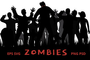 Zombies Silhouettes Clip Arts