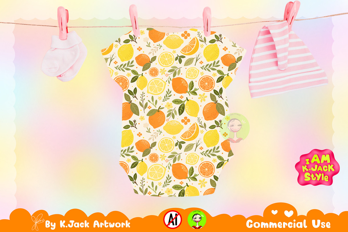 Boho Citrus Bliss Seamless Pattern, a Background Graphic by K.JackArtwork (Photo 5 of 8)