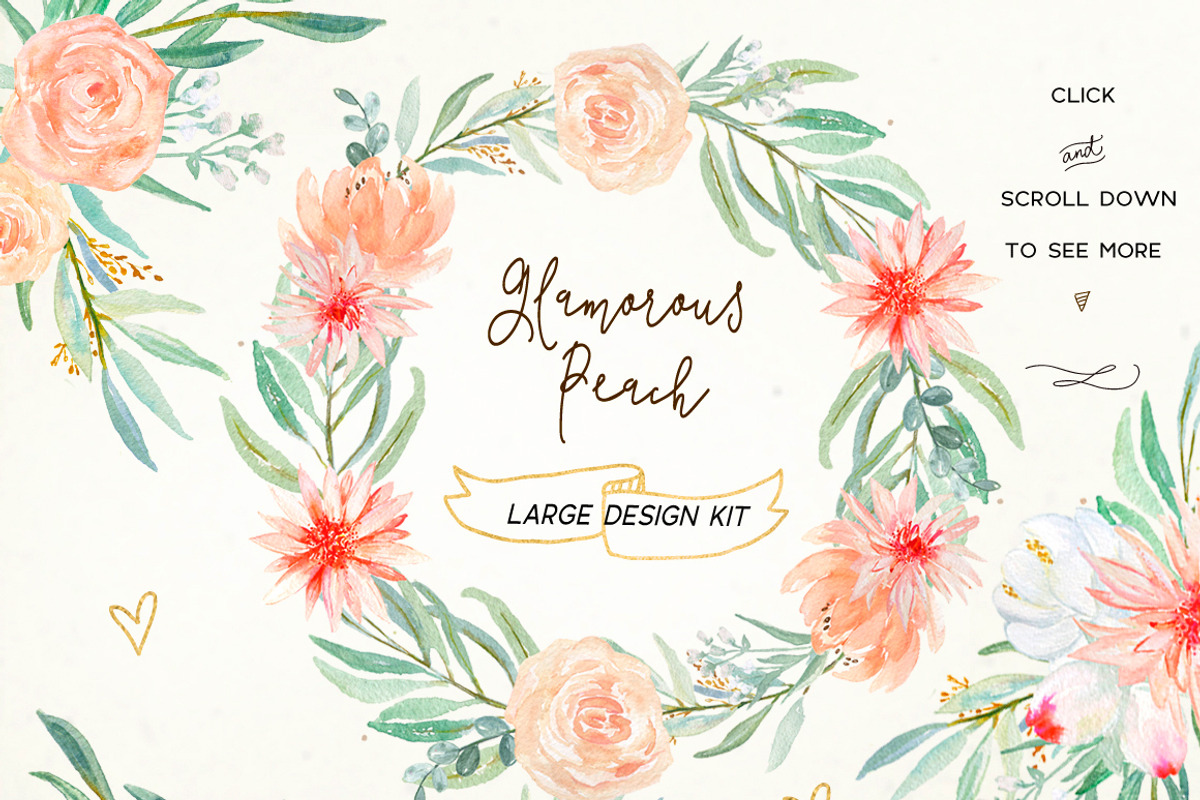 50% OFF Peach peonies Watercolor, an Illustration by LABFcreations (Photo 2 of 12)