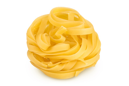 Raw tagliatelle pasta isolated on, a Food & Drink Photo by NataPhoto