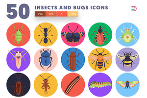 50 Insects And Bugs Icons