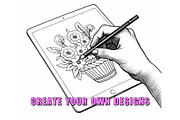 50 Flower Basket Procreate Stamps, a Brush Add-On by Procreate Sale (Thumbnail 3 of 6)