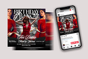Glam Red Dress Birthday Bash Flyer, a Flyer Template by Posterfello (Thumbnail 3 of 4)