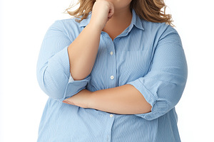 Overweight blonde woman in a blue, a Person Photo by MistyDay