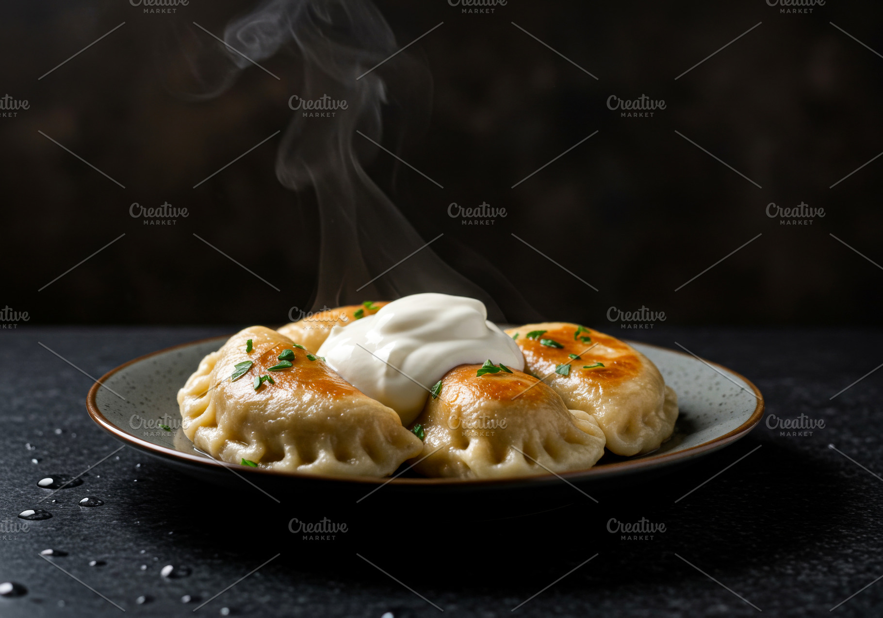 Fried Ukrainian varenyky dumplings w, a Food & Drink Photo by professorinc