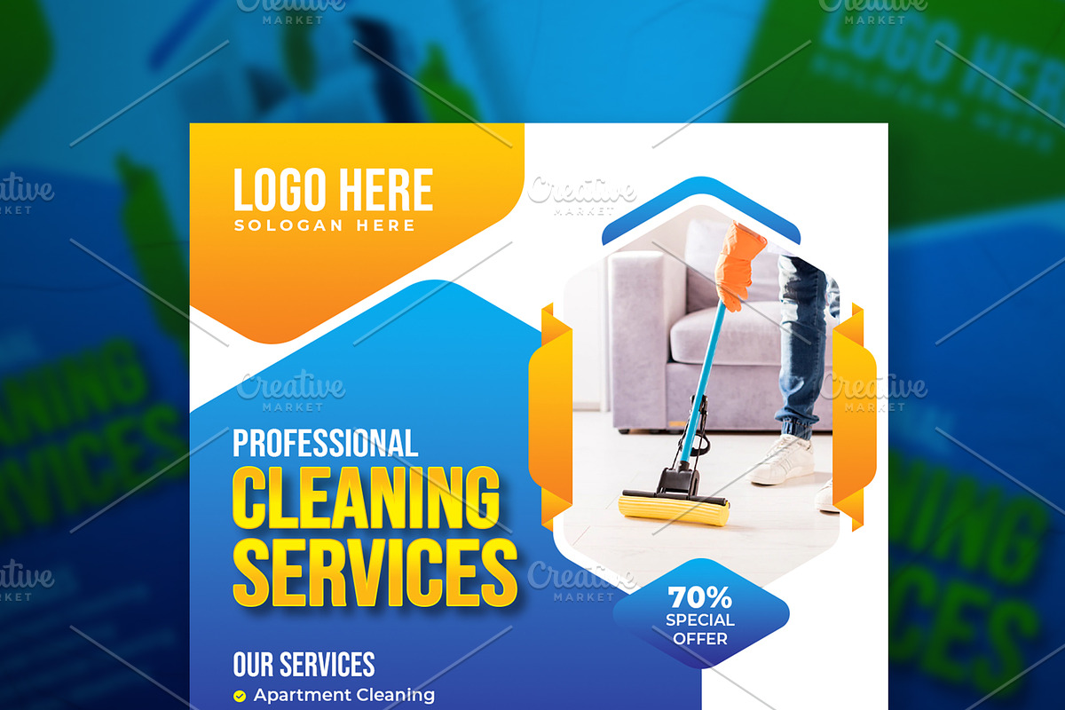 Cleaning Service Social Media Bundle, a Social Media Template by gstudiovect21 (Photo 4 of 10)