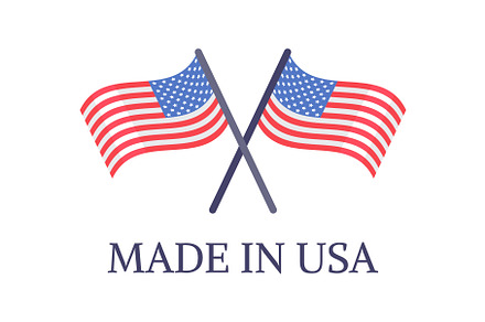 Made in USA Two Crossed Flags Emblem