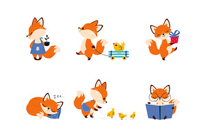 Cute Little Fox Engaged in, an Animal Illustration by TopVectors