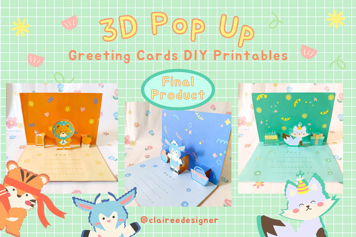 DIY 3D Greeting Cards Printables, a Card Template by Clairee Design Studio (Photo 2 of 7)