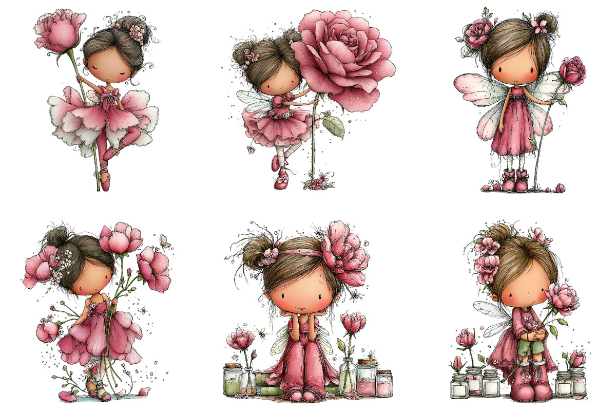 Whimsical Spring Fairy Rose Clipart, an Illustration by CraftArtStudio (Photo 3 of 6)