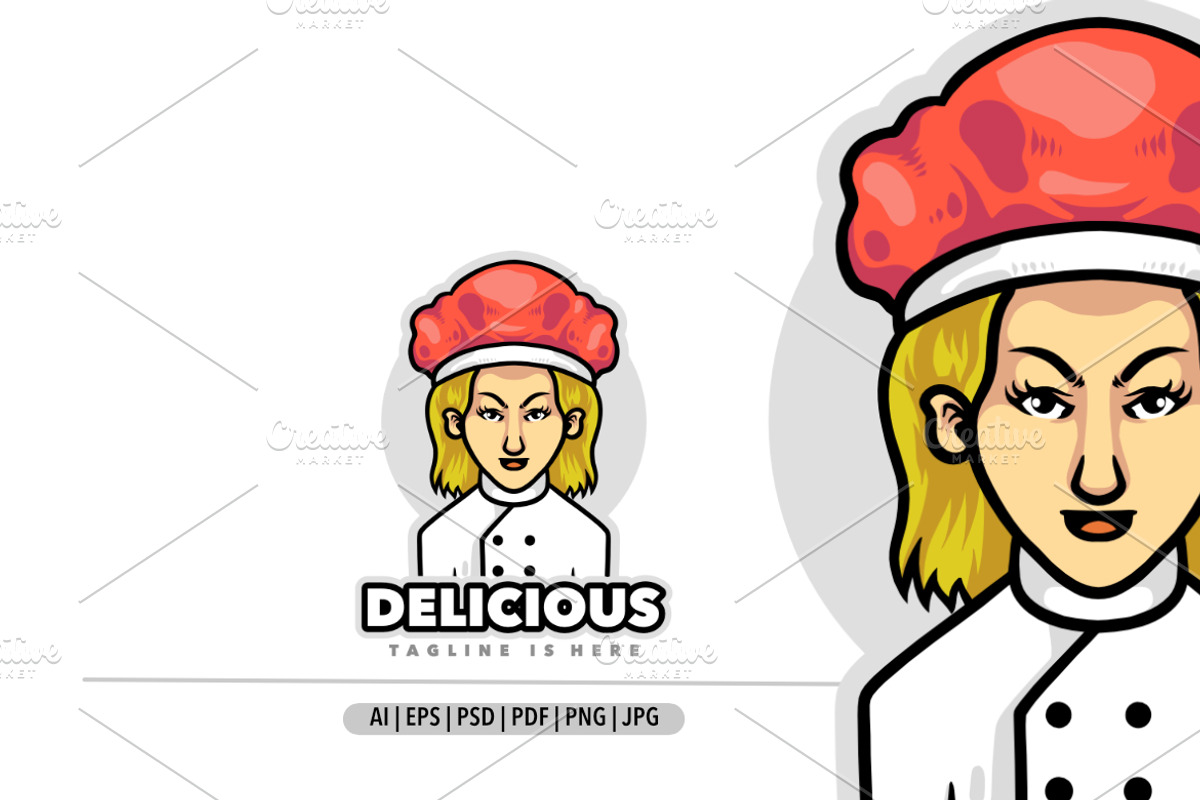 Chef mother mascot logo design, a Branding & Logo Template by Bayuktx