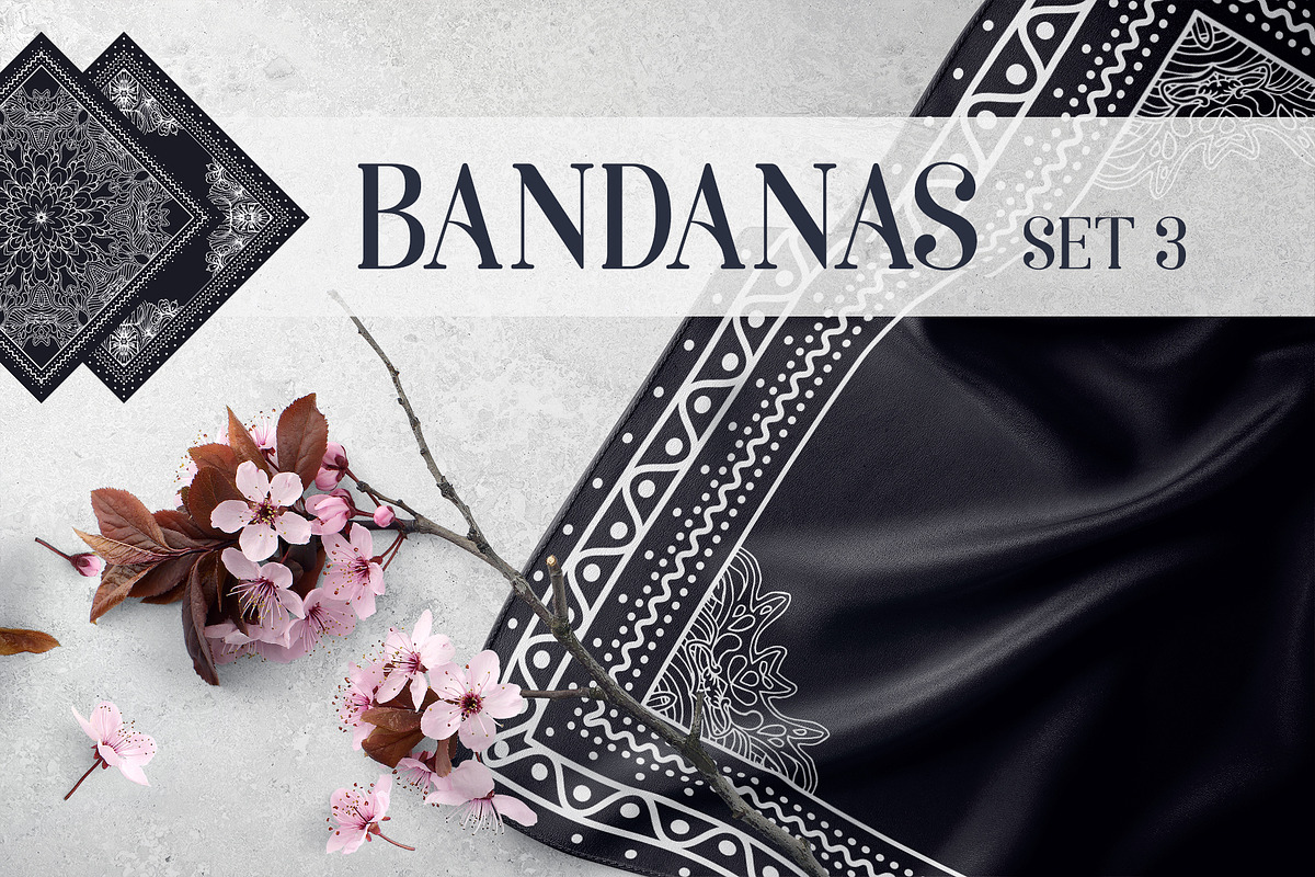 Bandanas Silk Scarf Set 3, a Decorative Illustration by ilonitta (Photo 1 of 5)