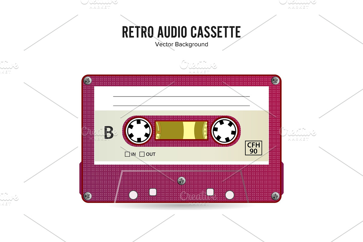Retro Audio Cassette Vector, an Object Graphic by pikepicture