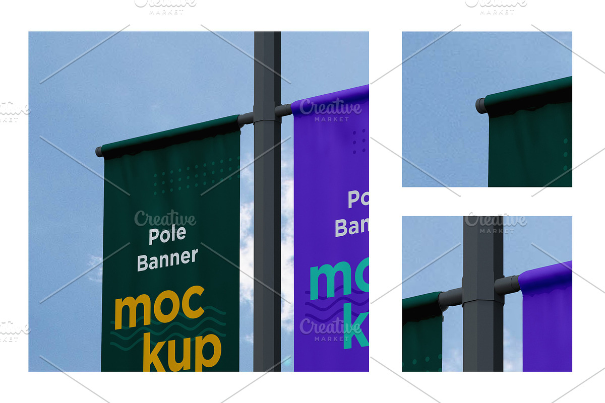 Pole Banner Mockup Side View V 08, an Advertising Mockup by shahsoft