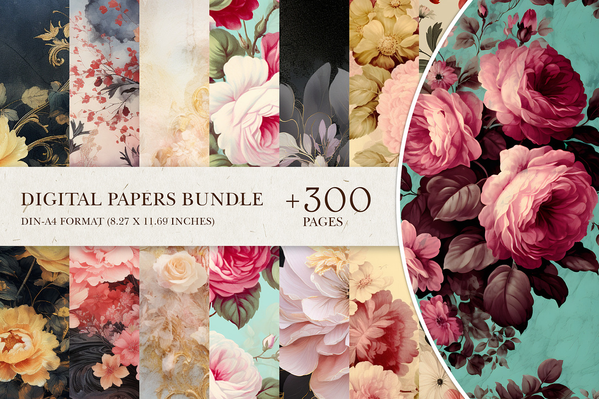 300 Vintage Floral Designs, a Texture Illustration by Gonez Studio (Photo 1 of 7)