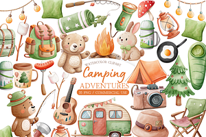 Retro Summer Camp Adventure PNG Set, an Illustration by MockupWizard