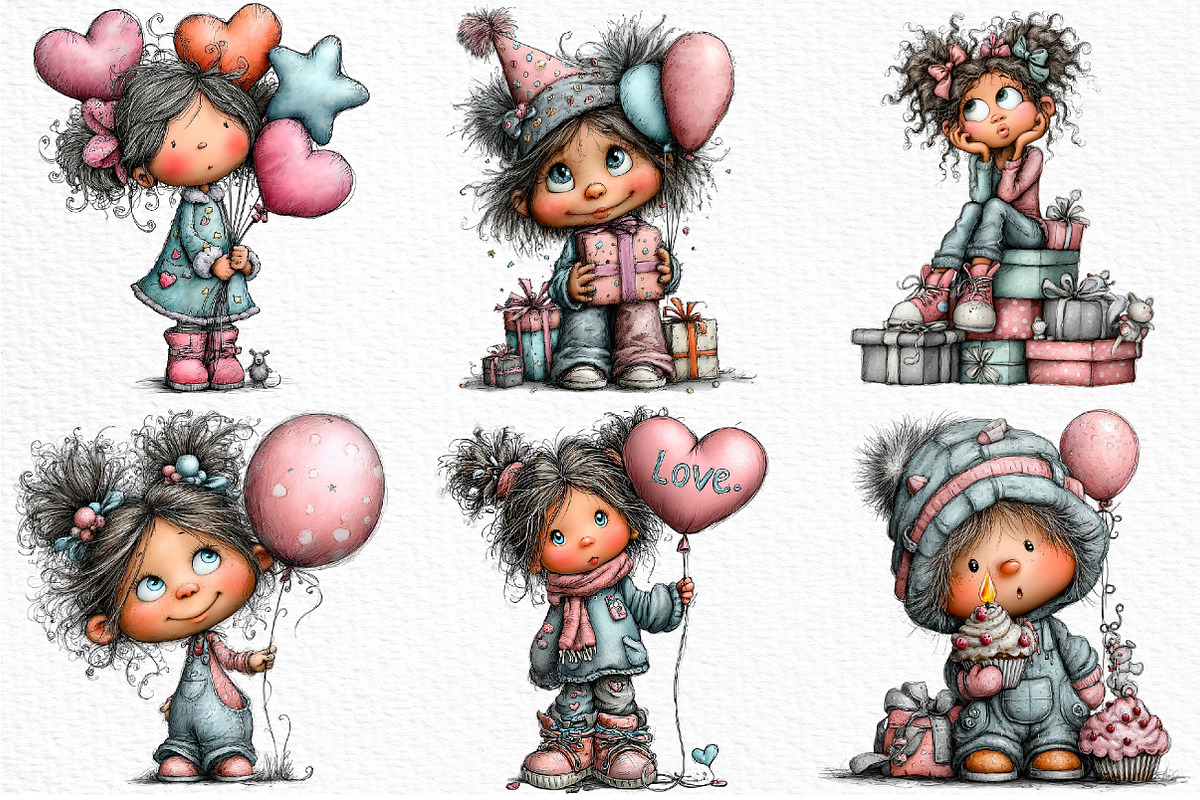 Whimsical Birthday Kids Clipart PNG, an Illustration by Craft Nest (Photo 6 of 8)
