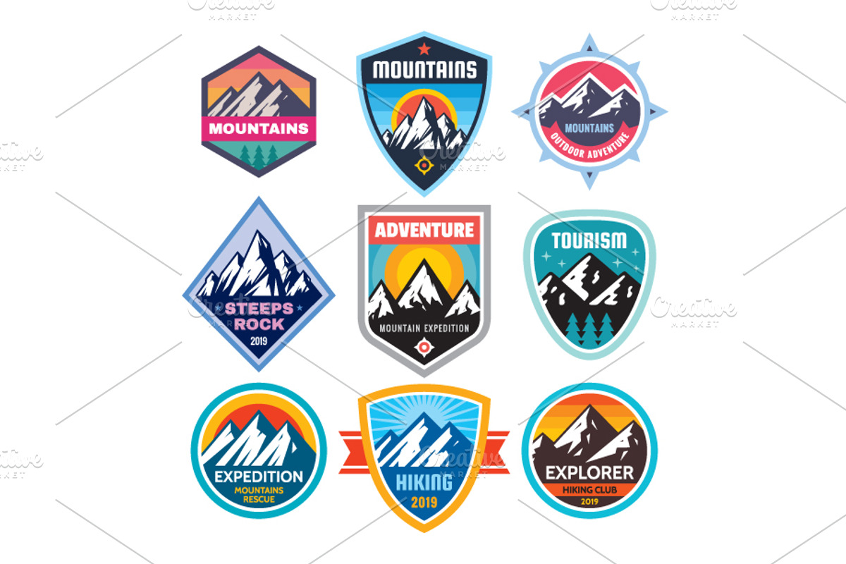 45 Badges & Logos Mountains Camping, a Branding & Logo Template by serkorkin (Photo 5 of 6)