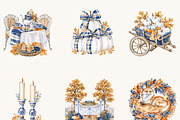 Watercolor Countryside Fall Clipart, a Seasonal Illustration by BusyDaydesign (Thumbnail 3 of 9)