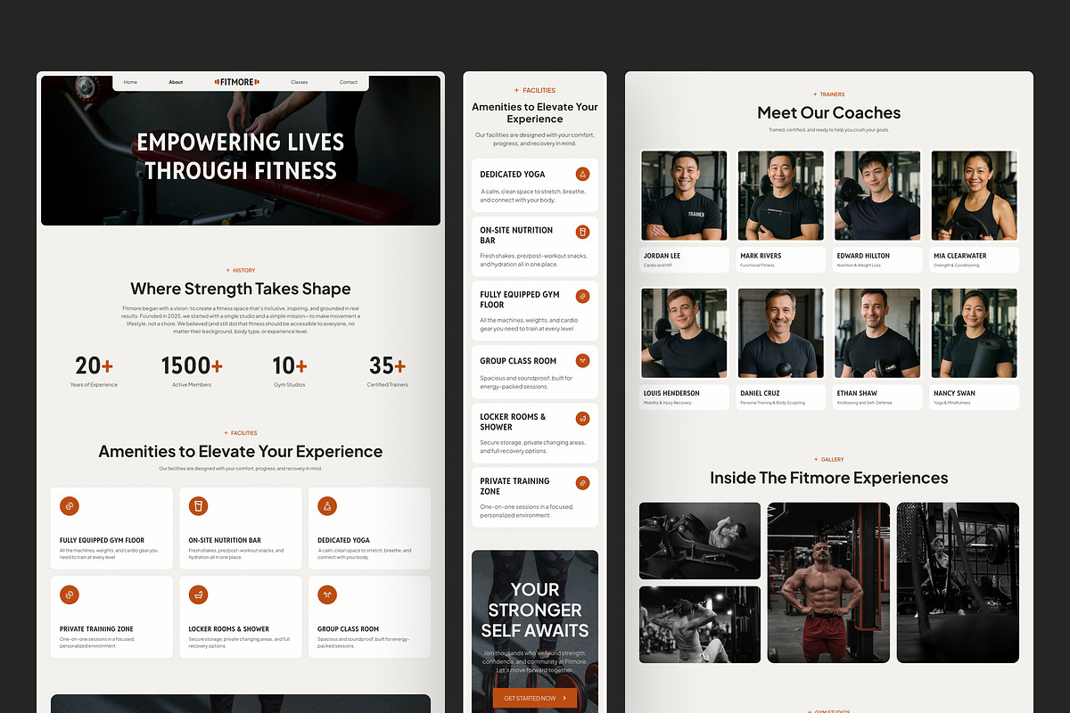 Modern Fitness & Gym Studio Website, an UI Kit Template by peterdraw (Photo 3 of 7)