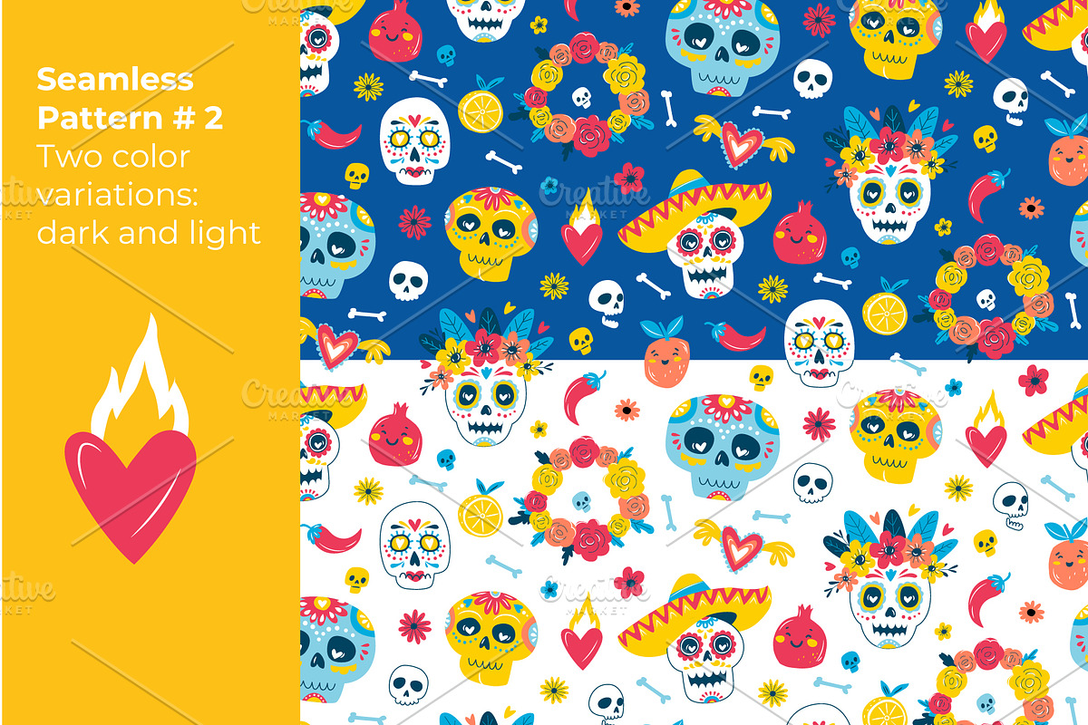 Día de los Muertos Clipart & Pattern, a Seasonal Illustration by VasilkovS (Photo 5 of 7)