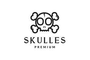 Crack Skull With Cross Bones Logo