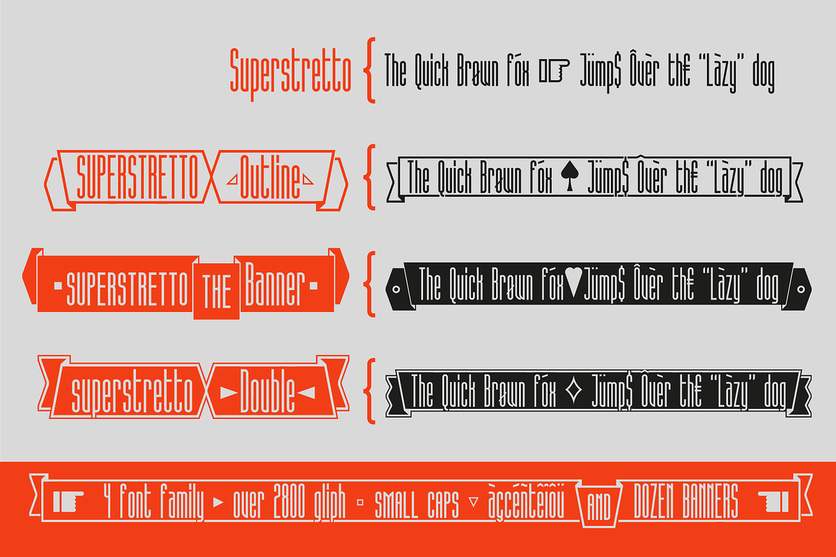 Superstretto Family banner font, a Sans Serif Font by Bellini studio (Photo 2 of 17)