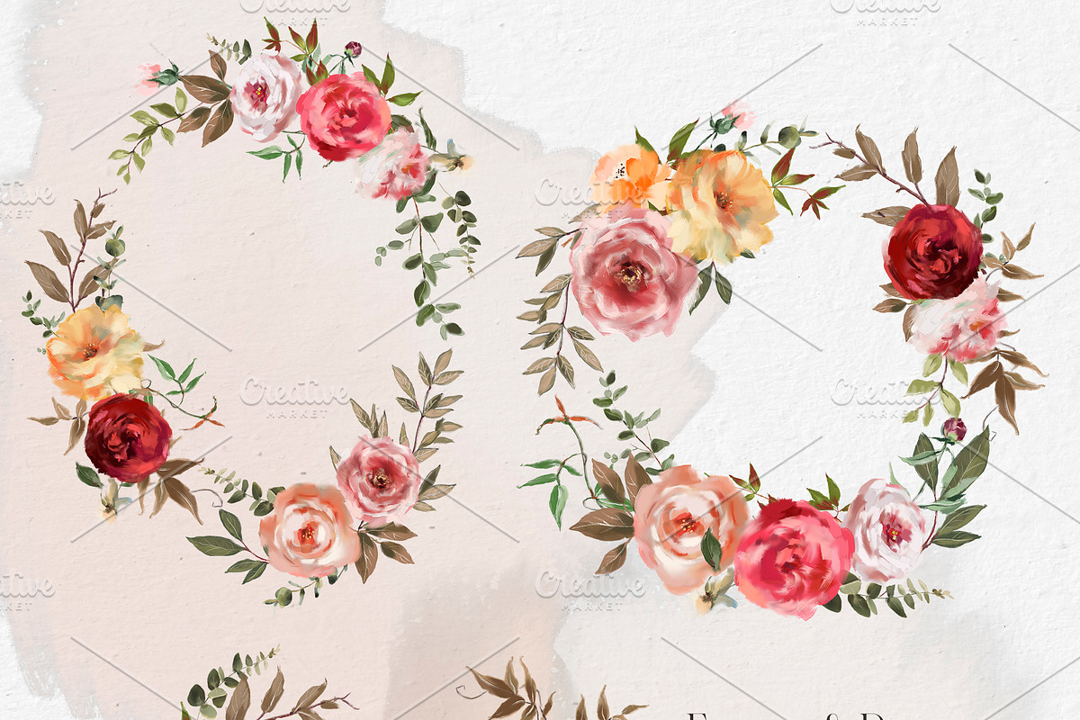 Florals & Pumpkins Fall Clip Art, a Decorative Illustration by whiteheartdesign (Photo 4 of 14)