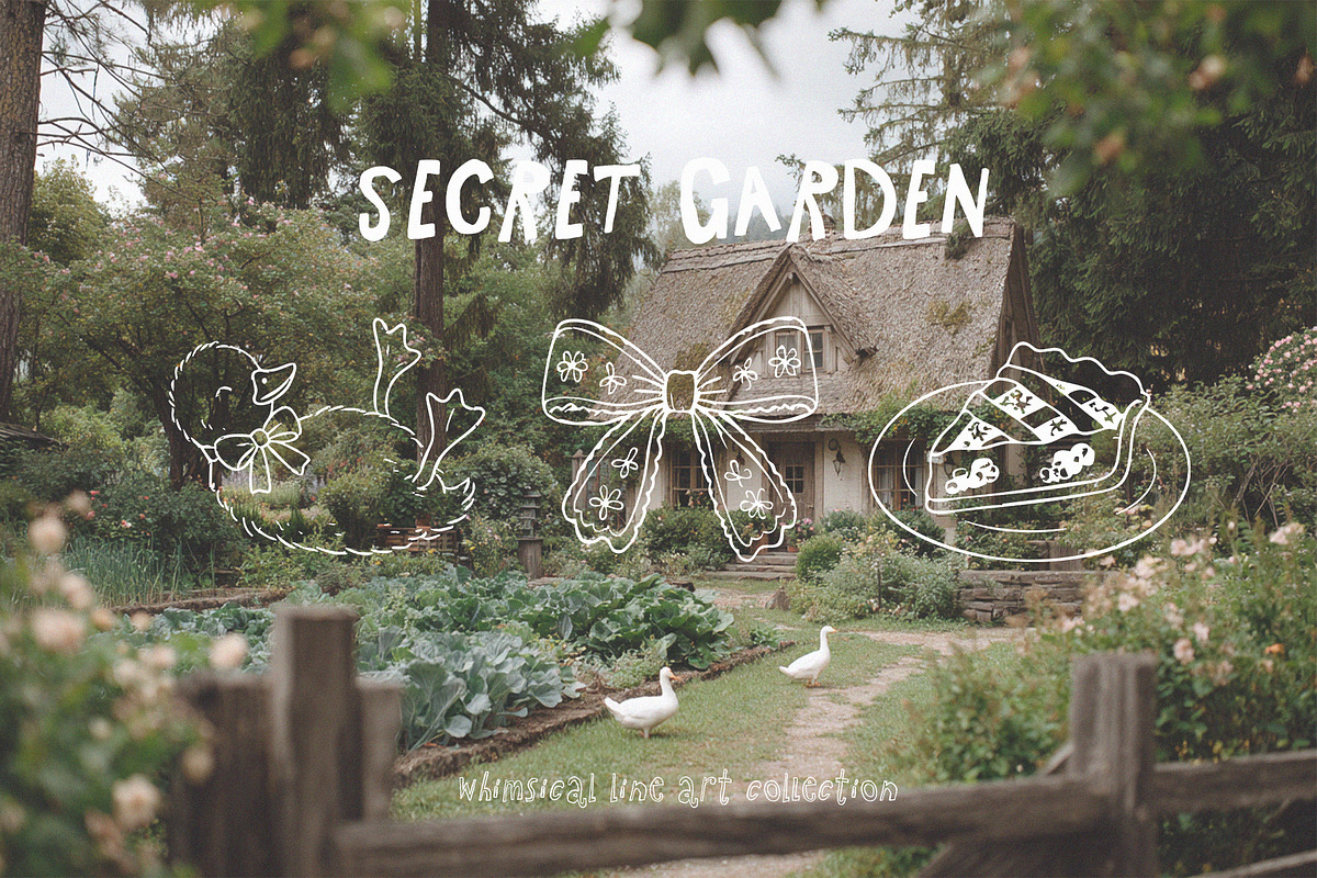 SECRET GARDEN - Cottagecore line art, a Seasonal Illustration by Madiwaso (Photo 10 of 10)