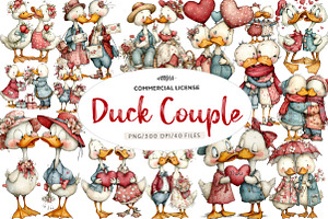 whimsical duck couple clipart, an Illustration by CreationArt