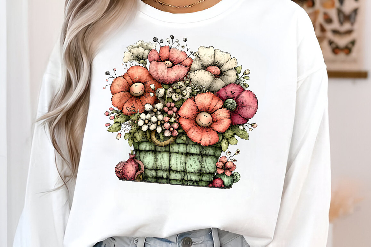 Watercolor spring flower basket PNG, an Illustration by SinaCreation (Photo 5 of 11)