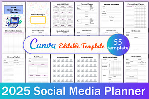 2025 Social Media Planner, a Stationery Template by Designmela01