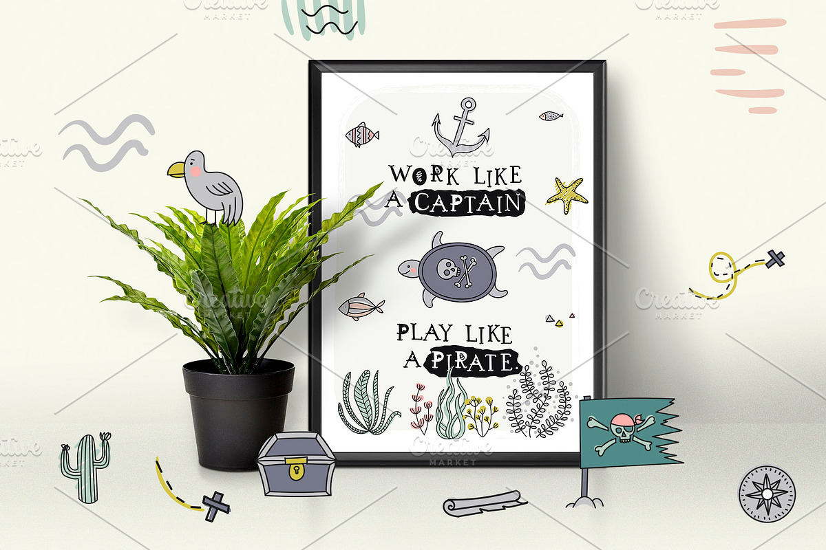 Cute pirate design, an Animal Illustration by kuchuk_design (Photo 5 of 5)