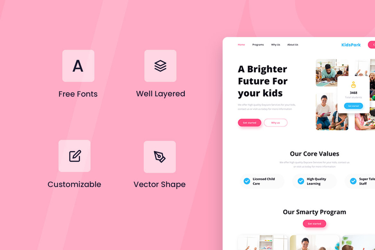 Child Care Web Design, a Wireframe Template by INSPR STD (Photo 2 of 6)